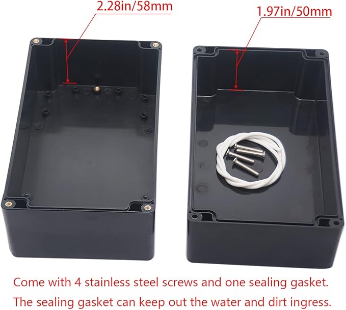 Project Box IP65 Waterproof Junction Box ABS Plastic Black Electrical Boxes DIY Electronic Project Case Power Enclosure 7.87x4.72x4.45 inch (200x120x113 mm)