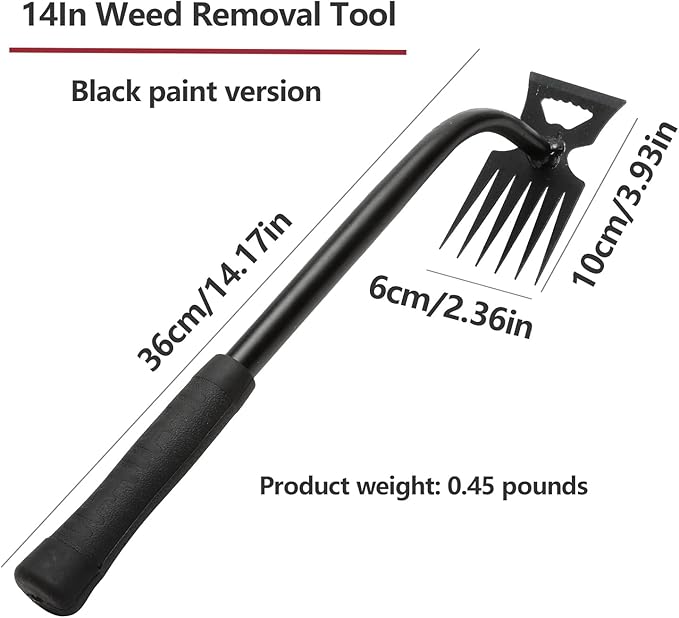Gardening Hand Weeder Tools, Weeding Artifact Uprooting Weeding Tool, Durable Manganese Steel Hand Weeder Tool, Manual Multifunctional Weeders Gardening Tools for Yard and Garden (6 Teethes), 2 Pack