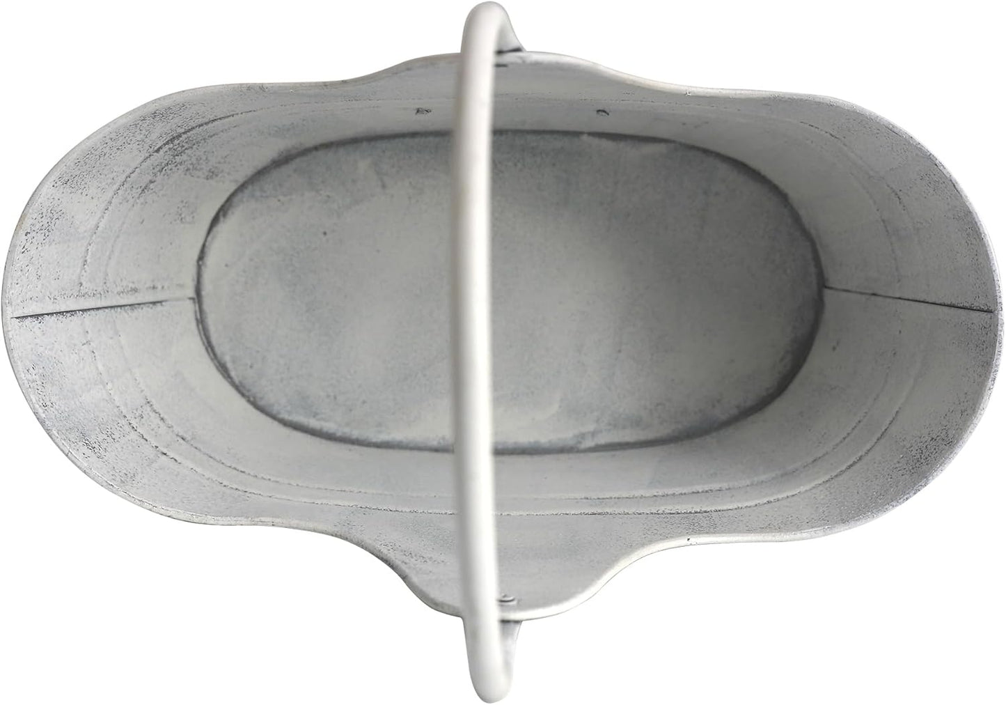 Set of 2 Vintage Metal Planter Pots, "Flowers and Garden" Distressed White Hanging/Tabletop Flower Pots with Handle, Rustic Farmhouse Planters for Indoor Outdoor Succulents, Herbs, Home Decor