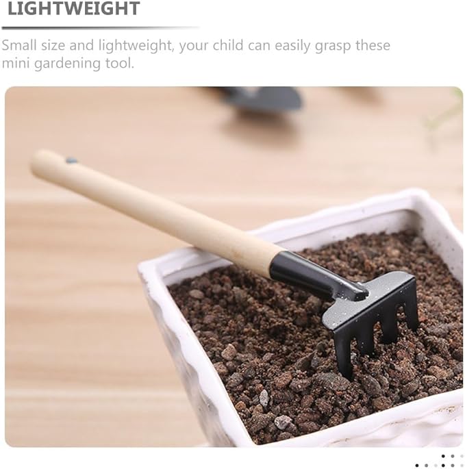 GANAZONO 8 Sets Mini Gardening Tools Portable Garden Hand Tools Set Miniature Gardening Rake Trowel and Shovel for Bonsai Succulents Herbs Planting