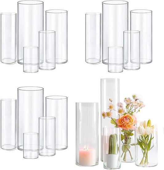 15pcs Cylinder Vases for Centerpieces Small Flower Glass Vases Clear Vase Home Decor Centerpiece Table Flower Vase Decorations for Wedding Decoration&Holiday Mixed Sizes Tall