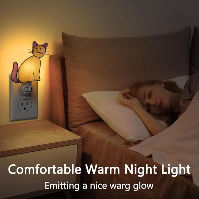 KY&BOSAM Cat Night Light Stained Glass Yellow Plug in Nightlight Decorative Wall Night Lights 7 Watt Bulb Accent Lite Night Memorial Gifts Pet Lost Sympathy Thoughtful Dogs and Cats Remembrance Decor