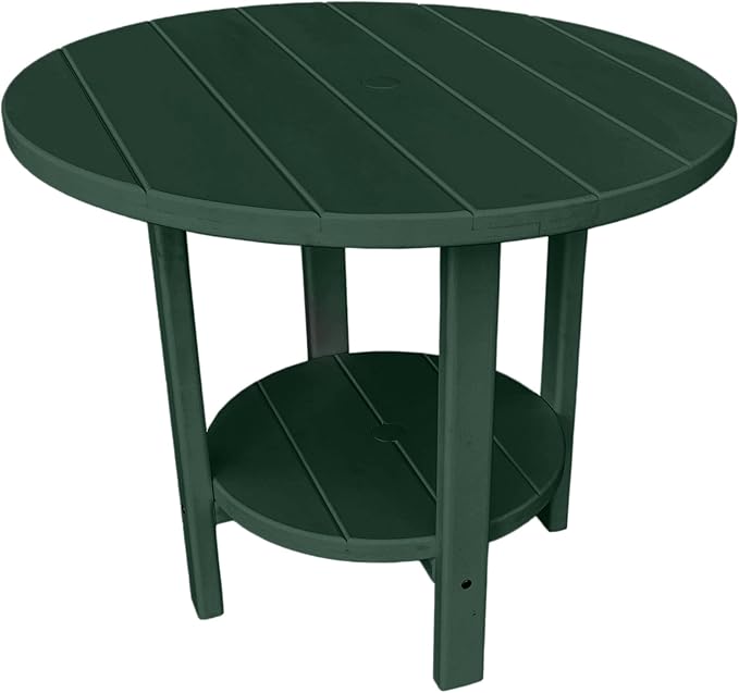 Phat Tommy Round Poly Resin Outdoor Patio Dining Table, All Weather Poly Patio Outdoor Furniture, Green