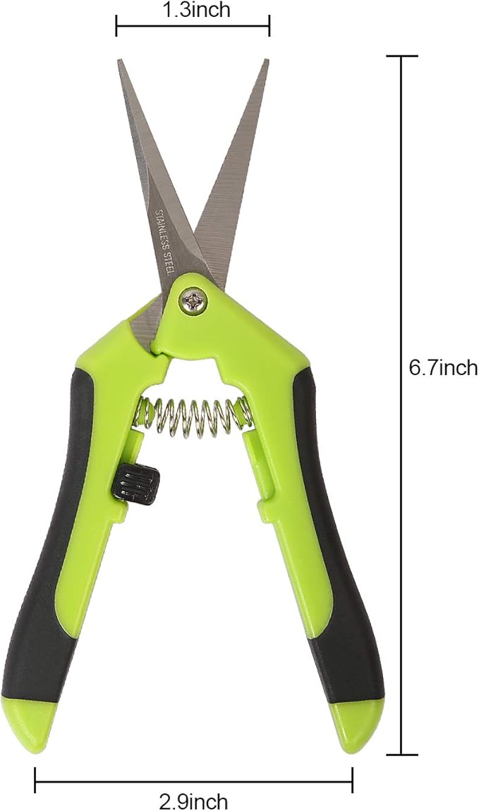 KEILEOHO 8 Pack 6.5 Inch Bud Trimming Scissors, Professional Stainless Steel Gardening Hand Pruners Micro-Tip Pruning Snips with Straight Blades for Trimming Garden Herb Plants Flowers