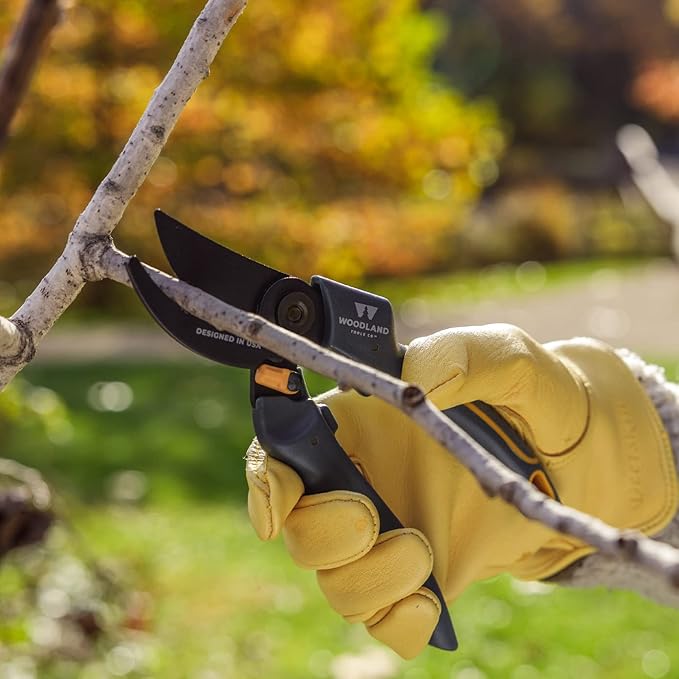 Woodland Tools Co. Duralight Compact Adjustable Bypass Pruning Shears – Lightweight, Ergonomic Garden Clippers with High-Carbon Steel Blades and Multi-Function Lock for Precision Cutting