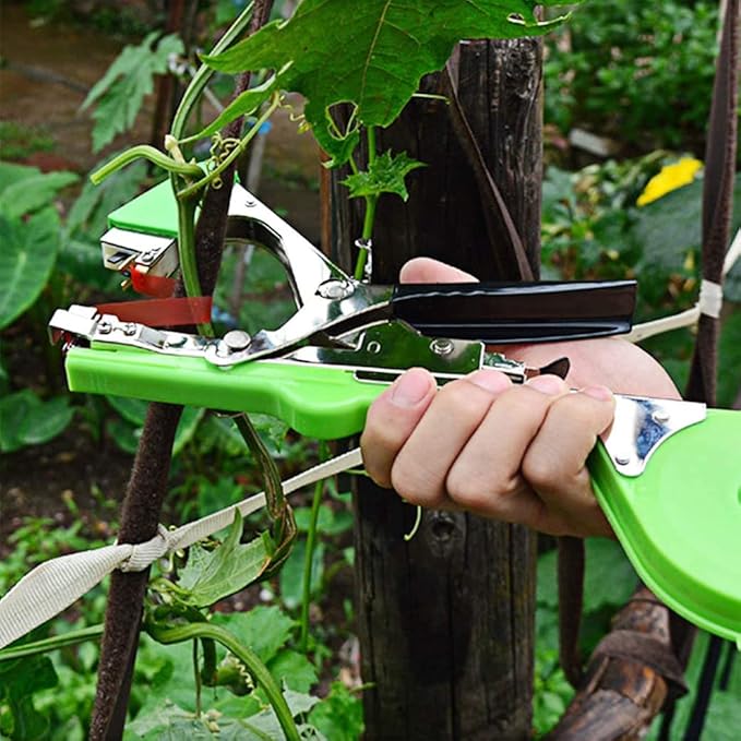 Plant Tying Machine Tool,Vegetable Gardening Tools with 10000pcs Staples 20 Rolls Tape and Replacement Blade for Grapes,Raspberries,Tomatoes,and Vining Gardening Tying Tool(Orange)