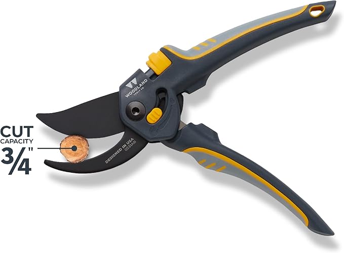 Woodland Tools Co. Super Duty MaxForce Bypass Pruning Shears, Gardening Hand Pruner, Secateurs, Plant Shears, Flower Clippers (05-2005-100)