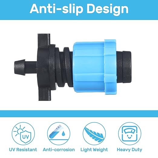 Frienda Drip Tape Connector Fittings, Locks 1/4" Barb for 5/8" Drip Irrigation Fitting Kit Irrigation Tubing Connectors Tools Coupling Barbed Locking Fitting(50 Pcs)
