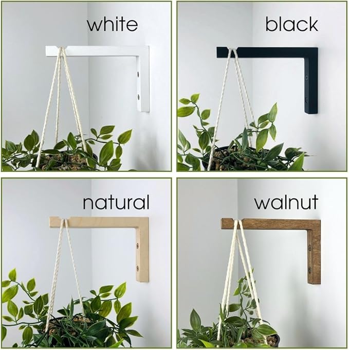 2-Piece Set of Plant Hooks for Wall 6 Inch - L-Shaped Mounted Wooden Plant Hook - Indoor and Outdoor Bracket Plant Hanger for Planters, Lanterns, Bird Feeders and Plant Basket (Natural)