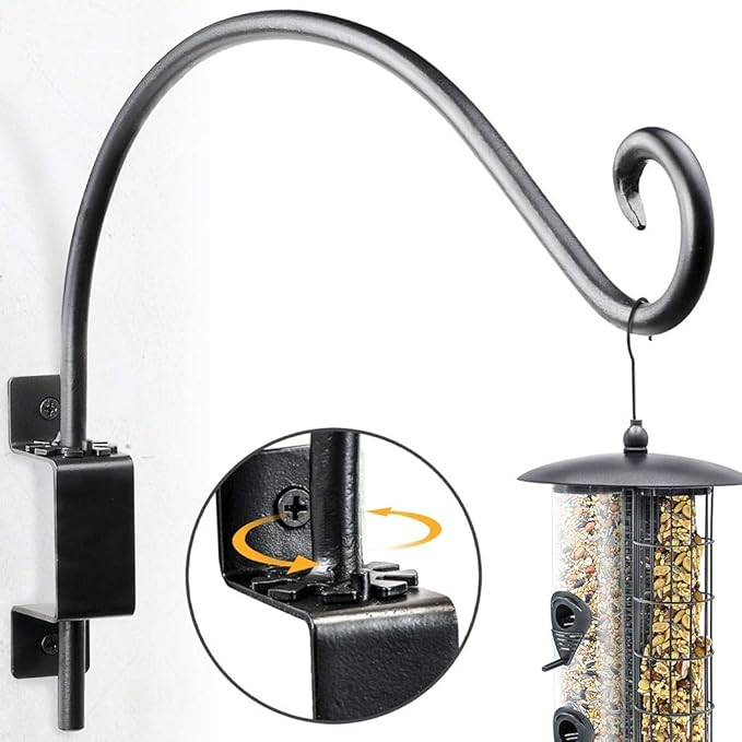 Swivel Bird Feeder Hanger Hook: Swivel Hanging Plant Bracket Outdoor - Wall Mount Swivel Hanging Hook for Bird Feeder 12-Inch