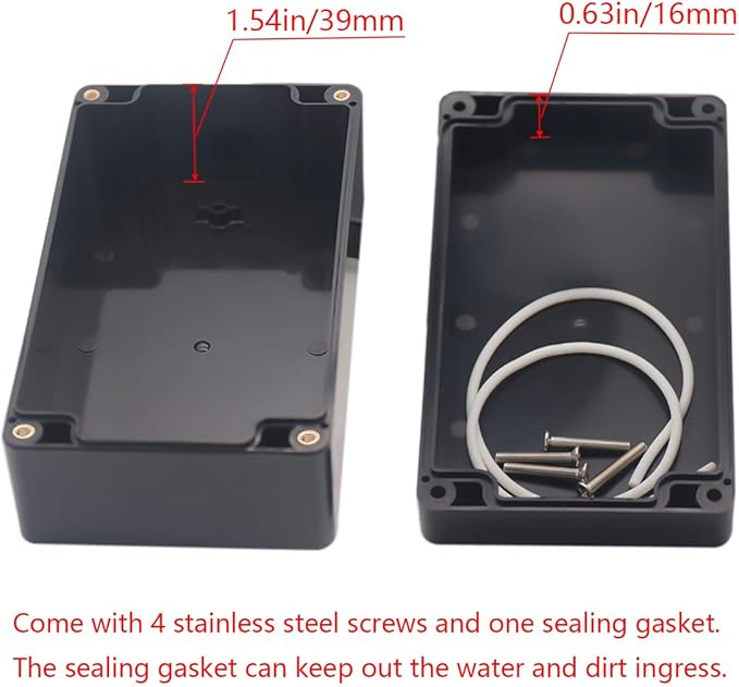 Project Box IP65 Waterproof Junction Box ABS Plastic Black Electrical Boxes DIY Electronic Project Case Power Enclosure 6.22x3.54x2.36 inch (158 x 90 x60 mm)
