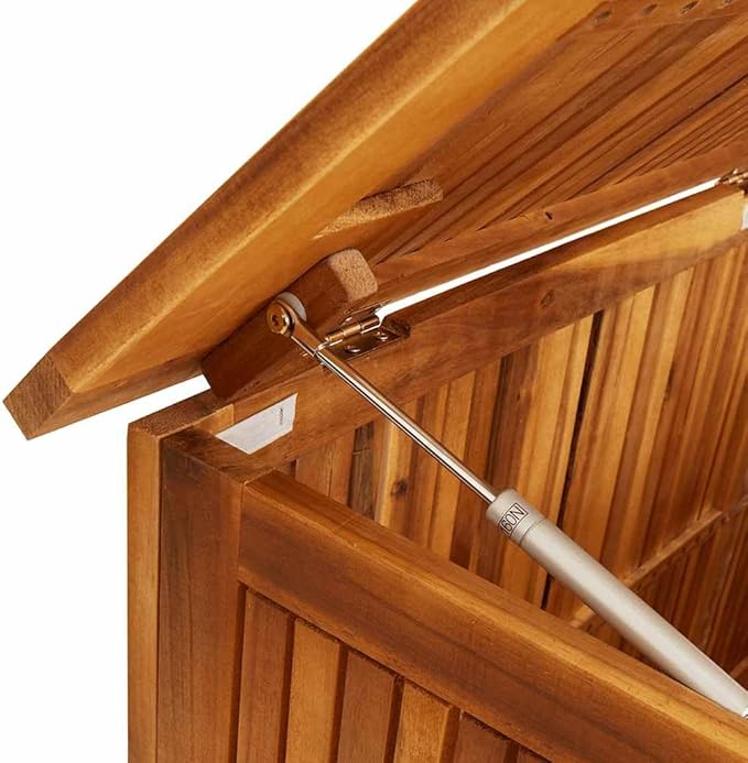 vidaXL Outdoor Storage Box, Deck Box with Gas-Lift Lid, Storage Chest with Water-Resistant Zippered Bag Inside, 78.7''x19.7''x22.8'', Solid Acacia Wood