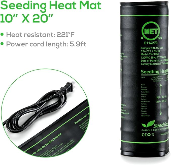 MET Certified 6 Pack Seedling Heat Mat, Seedfactor Waterproof Durable Germination Station Heat Mat, Warm Hydroponic Heating Pad for Indoor Home Gardening Seed Starter