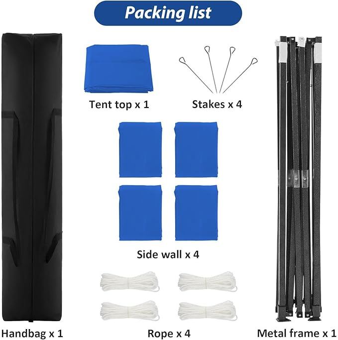 COBIZI 10x10 Heavy Duty Pop up Canopy with 4 Removable Sidewalls, Canopy Tent with Portable Bag, Ez Pop up Tent Commercial Gazebo Waterproof Sunshade for All Weather Party Camp Stall Patio