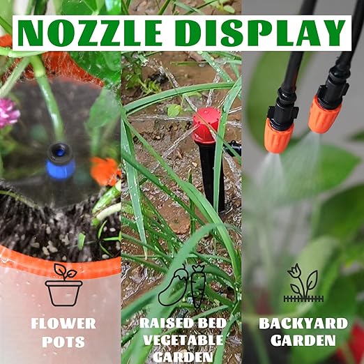 Drip Irrigation System, 100 Ft Automatic Garden Watering System for Plant Irrigation System Outdoor, Greenhouse Sprinkler System Kits with 1/2 in,1/4 Drip Irrigation Tubing