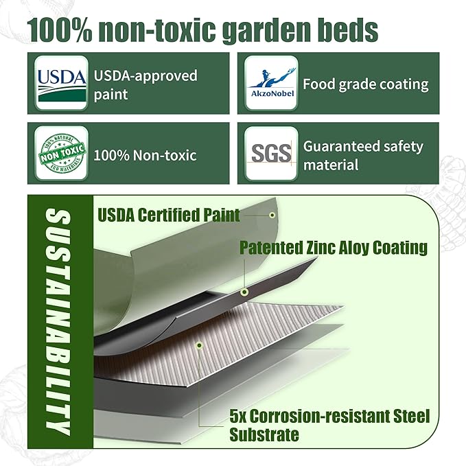 8 X 2 X 1.4 Ft Galvanized Raised Garden Bed,Sturdy and Easy to Assemble Oval Raised Planter Beds Outdoor for Vegetables, Gardening, Flowers, Fruits(Light Green)