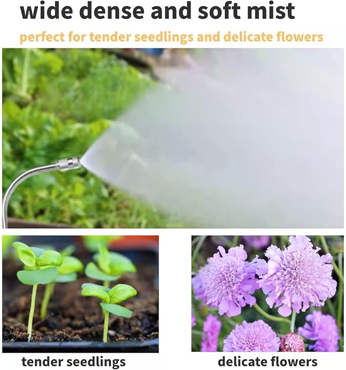 Mist Watering Wand For Hanging Baskets,25 Inch Spray Wand With Adjustable Nozzle, Car Pet Window Cleaning Tool, Great For Watering Seedbeds, Hanging Plants, Deck Plants.(90-degree curved nozzle)