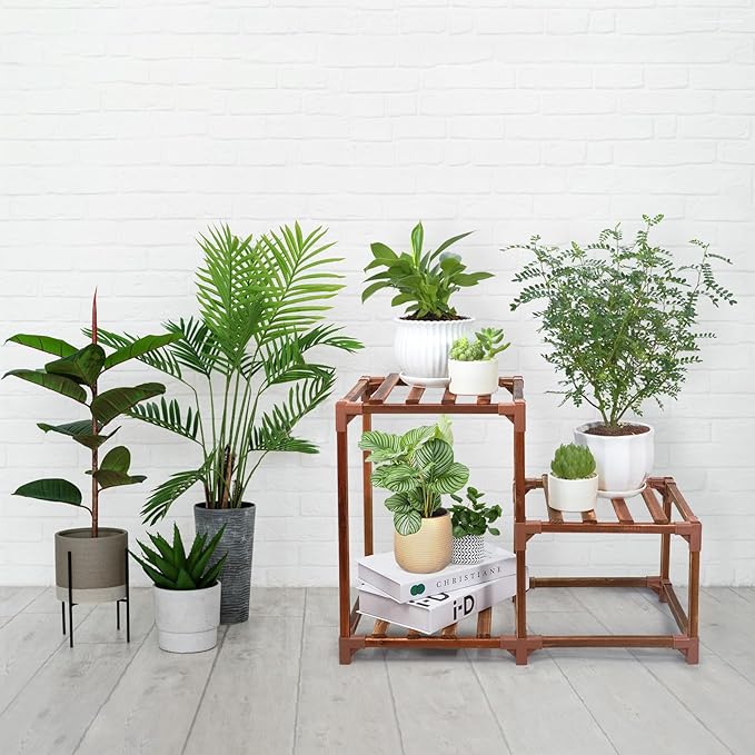 XXXFLOWER Plant Stand Indoor Outdoor 3 Tiers Wood Plant Shelf for Multiple Plants ,Large Plant Rack for Window Garden Balcony Patio Porch Living Room