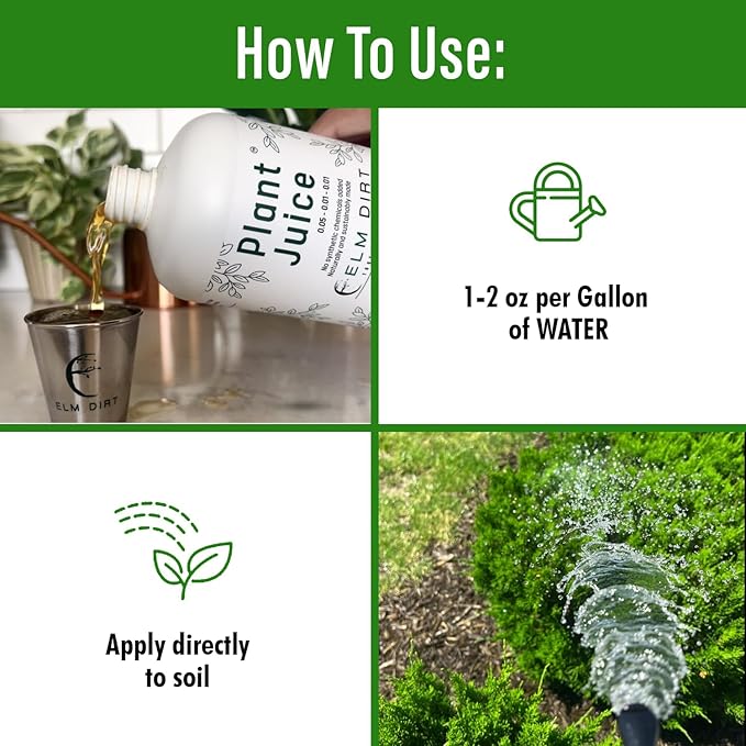 Elm Dirt Plant Juice Organic Fertilizer for All Purpose Plants - Plant Food Indoor House Plants | Liquid Plant Food Outdoor & Indoor Plant Fertilizer for Vegetables, Succulents & Hydroponics, 3Bottle