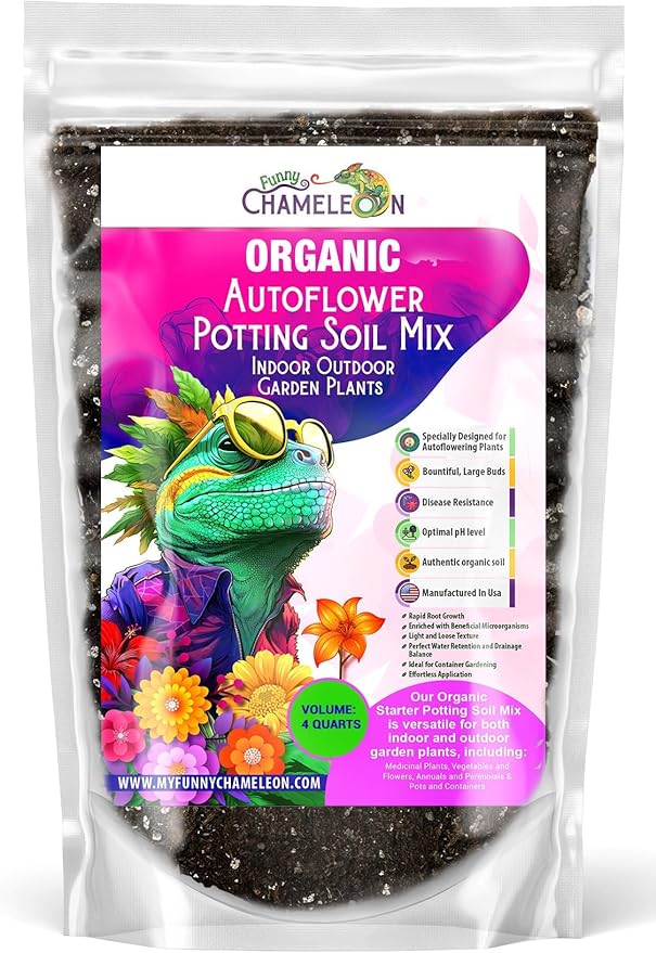 Organic Autoflower Potting Soil Mix β Ready-to-Use Living Soil, No Fertilizers Needed β Balanced Nutrients, Light Texture, Excellent Drainage, Boosts Germination & Root Growth (4 QUARTS)