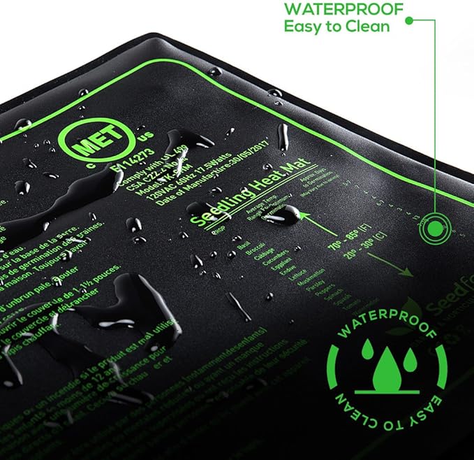 MET Certified 8 Pack Seedling Heat Mat, Seedfactor Waterproof Durable Germination Station Heat Mat, Warm Hydroponic Heating Pad for Indoor Home Gardening Seed Starter