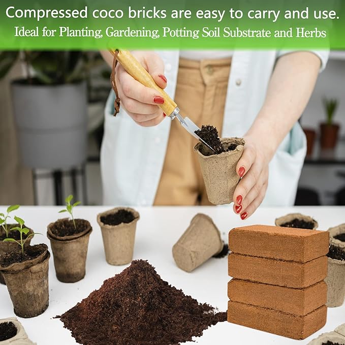 Legigo 2 Pack Premium Coco Coir Brick for Plants- 100% Organic Compressed Coconut Coir Bricks Starting Mix, Coco Coir Fiber Coconut Husk for Planting, Gardening, Potting Soil Substrate, Herbs