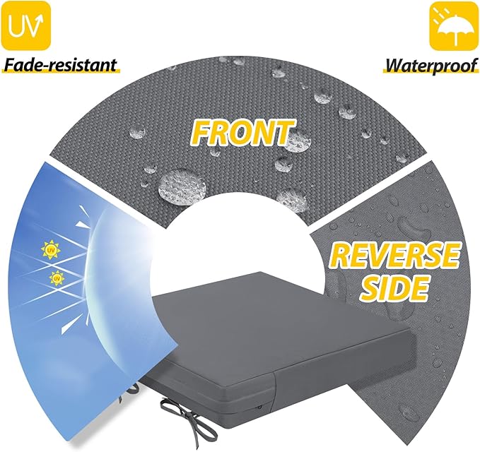 AAAAAcessories Outdoor Seat Cushions for Chairs, Waterproof, Fade-Resistant Patio Furniture Replacement Cushions, 20" x 20" x 3", Set of 2, Dark Gray