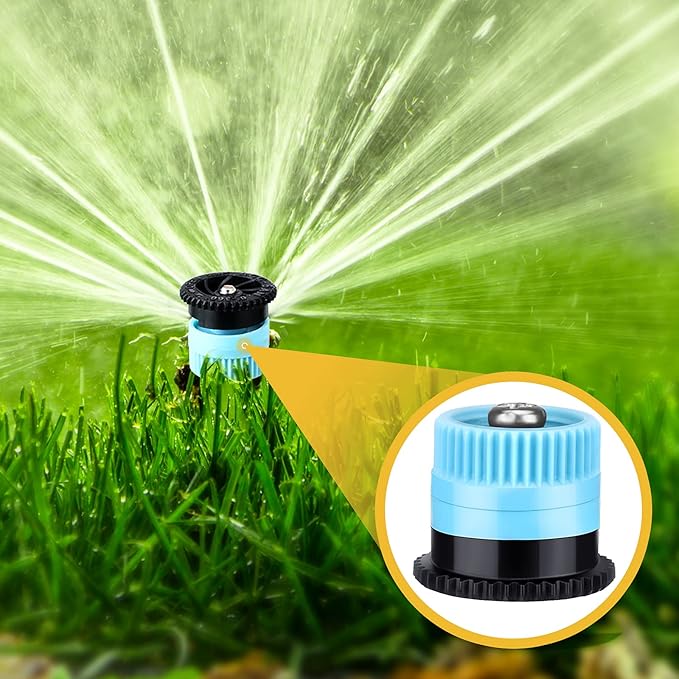 32 Pieces 4 Type Variable Arc Nozzle Pop-Up Sprinkler Head Adjustable 360 Degree Rotating Sprinkler Heads Replacement for Garden Lawn Irrigation (Mixed Colors)