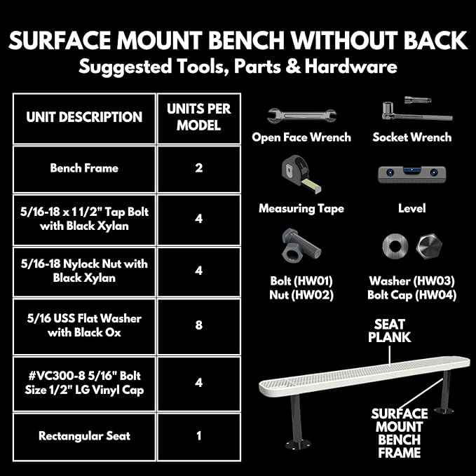 Coated Outdoor Furniture Heavy-Duty Outdoor Bench Thermoplastic Coated, Expanded Metal, Commercial-Grade Seating, Made in America (Surface Without Back, 8 Ft, Textured Brown)