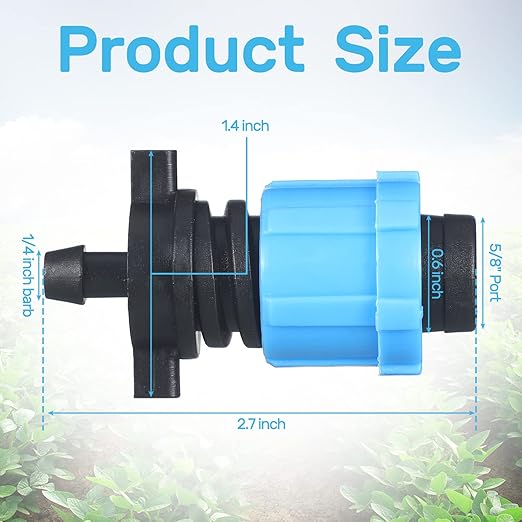 Frienda Drip Tape Connector Fittings, Locks 1/4" Barb for 5/8" Drip Irrigation Fitting Kit Irrigation Tubing Connectors Tools Coupling Barbed Locking Fitting(100 Pcs)