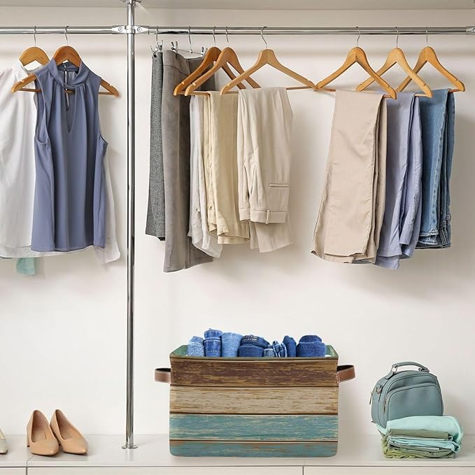 Wood Print Rectangular Storage Basket Retro Vintage Organizer Bin Shelf Baskets For Clothes Gifts For Home Office Dorm