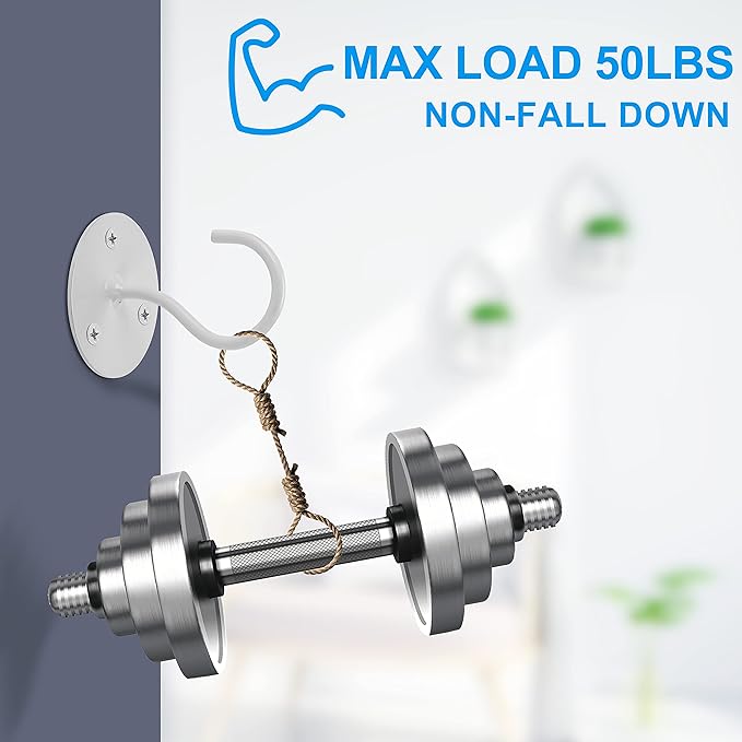 Ceiling Hooks for Hanging Plants - Metal Plant Bracket Iron Wall Mount Lanterns Hangers for Hanging Bird Feeders, Lanterns, Wind Chimes, Planters, Outdoor Decoration Hooks (White)