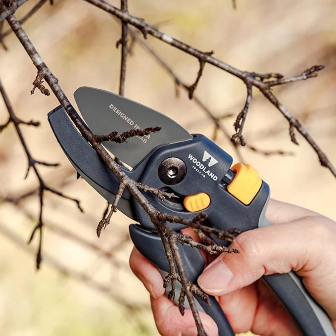 Woodland Tools Co. Heavy Duty Adjustable Anvil Pruning Shears, Gardening Hand Pruner, Stem Cutter, Branch Trimmer, for Dry Dead Growth (05-2004-100)