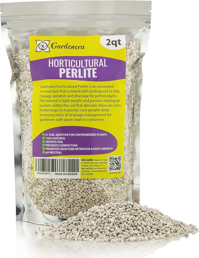 Organic Perlite β Medium/Fine Grade Horticultural Soil Amendment for Indoor & Outdoor Container Plants for Drainage Management and Enhanced Growth (2 Quart)