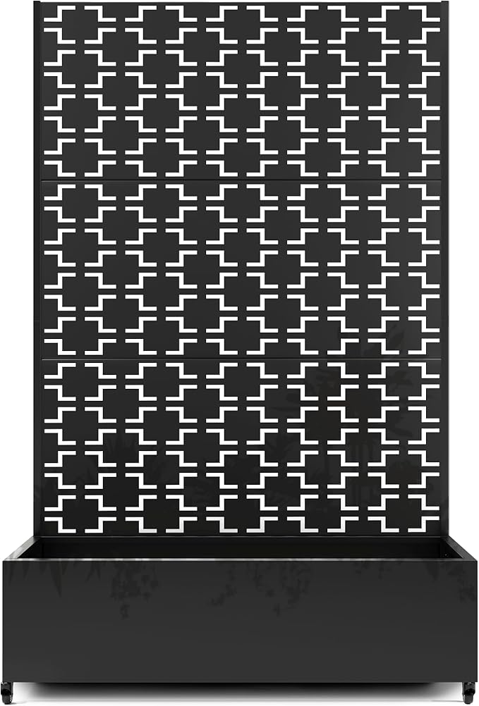 Raised Garden Bed with Trellis and Wheels,73"x47"x16" Metal Raised Garden Bed,Black Squared Metal Planter with Climbing Trellis for Vines & Vegetables