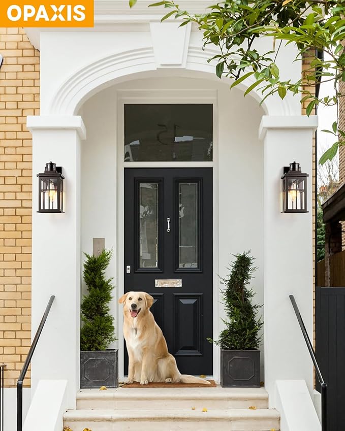 Motion Sensor Exterior Light Fixture, Bronze Dusk to Dawn Outdoor Wall Lights, Waterproof Exterior Lights for House, Porch, Doorway, Garage, 100% Aluminum