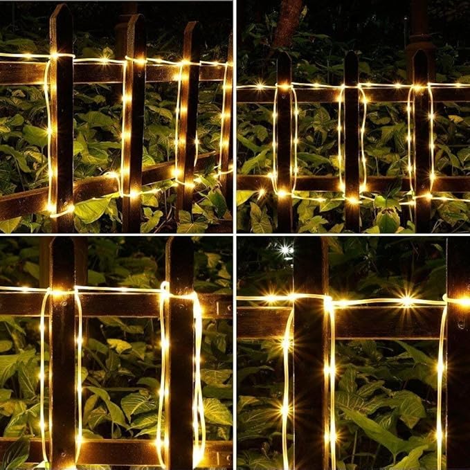 Solar Rope Light 3 Pack 39 FT 100 LEDs IP65 Waterproof Outdoor LED Solar Outdoor Lights for Party Garden Yard Home Wedding Christmas Halloween Holiday Tree Decoration Lighting(3 Pack)