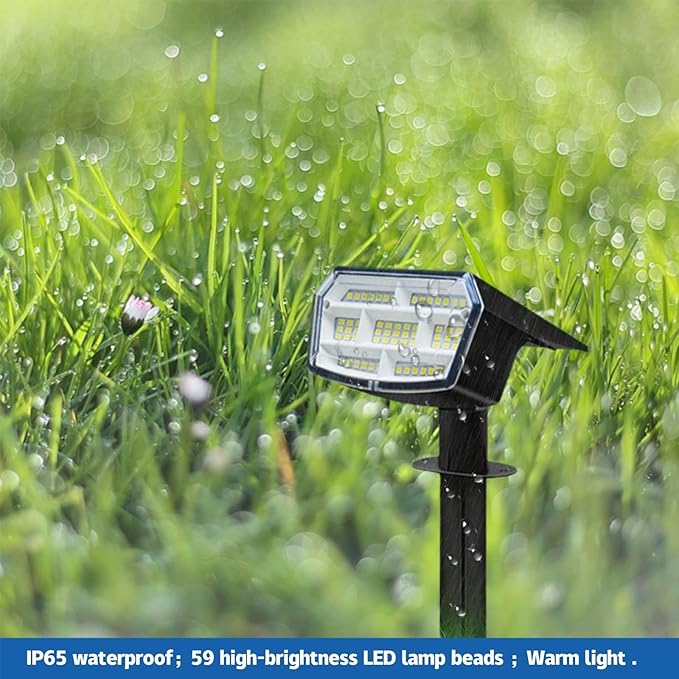 Outdoor Light Solar-Powered 3 Levels of Brightness,Waterproof IP65 can be Installed on Walls, Beside walkways, on lawns and Near Green Plants- 4 Pack (Warm)