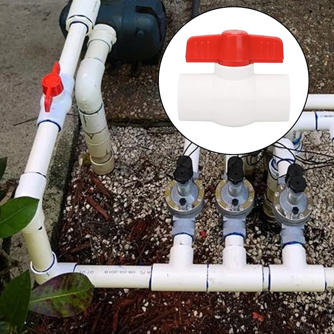 4Pcs 1" PVC Ball Valve Water Pipe Shut-off Valve Socket with Red T-Handle for Cold Water Supply lines, Irrigation Pipe fitting System(Socket x Socket), Schedule 40