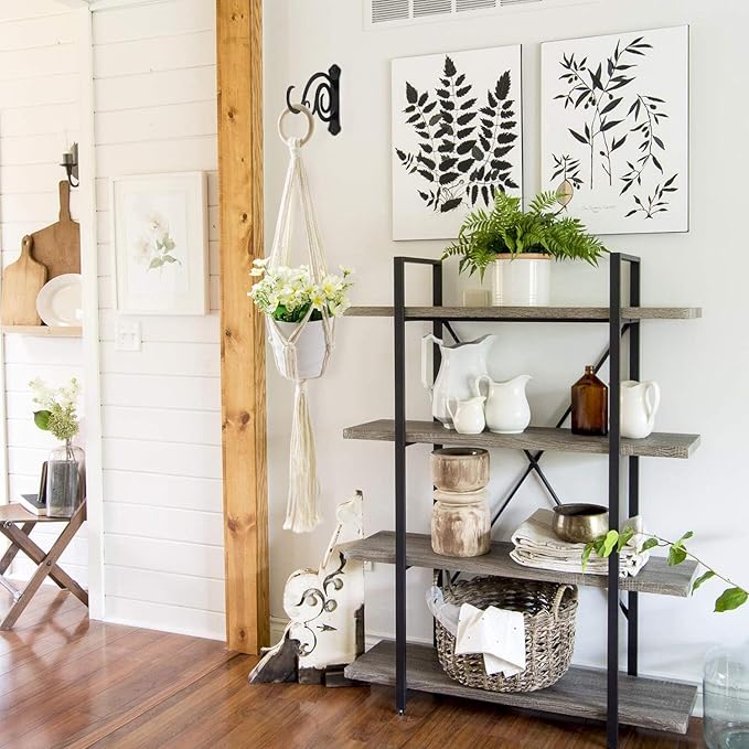 2 Pcs 8-Inch Outdoor Decorative Wall Hanging Lantern Plant Hooks, Iron Wall Hangers for Hummingbird Feeder Planter, Black