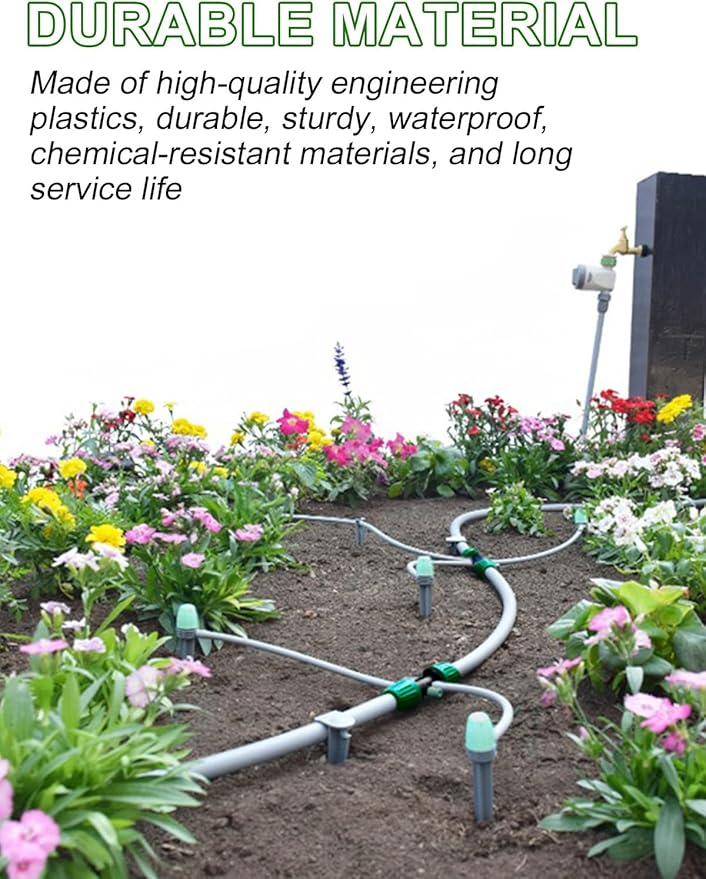 Kalolary 20PCS Barbed Tee 1/2" to 1/4" Drip Irrigation Fittings, Anti-Drop Barbed Hose Parts Connectors for 12mm/16mm to 4mm/7mm Drip Systems 6 Way Adapter(Green)