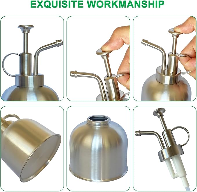 Plant Mister Spray Bottle Stainless Steel Plant Sprayer, Small Watering can Plant Spray Bottle Modern Gardening Tools for Indoor Potted Plants Watering and Spraying