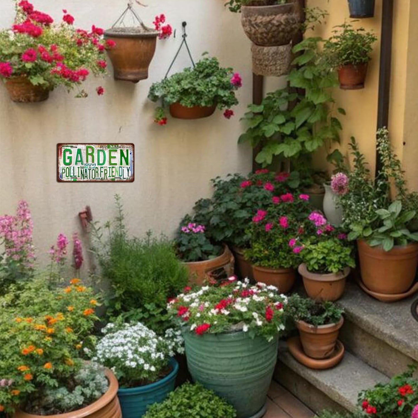 Vintage Garden Metal Tin Sign License Plate Wall Decor for Garden Lover 12 x 6 Inches - fruit herbs veggies