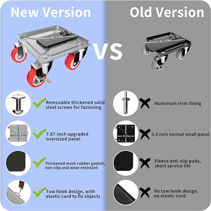 MYUEA【Upgrade Large】 Furniture Dolly,Furniture Movers with 5 Wheels,Carbon Steel Panel Heavy Duty Dolly,Furniture Lifter with 5 360° Rotatable Rubber Universal Wheels,Maximum Load 3747 LBS(Oversize)