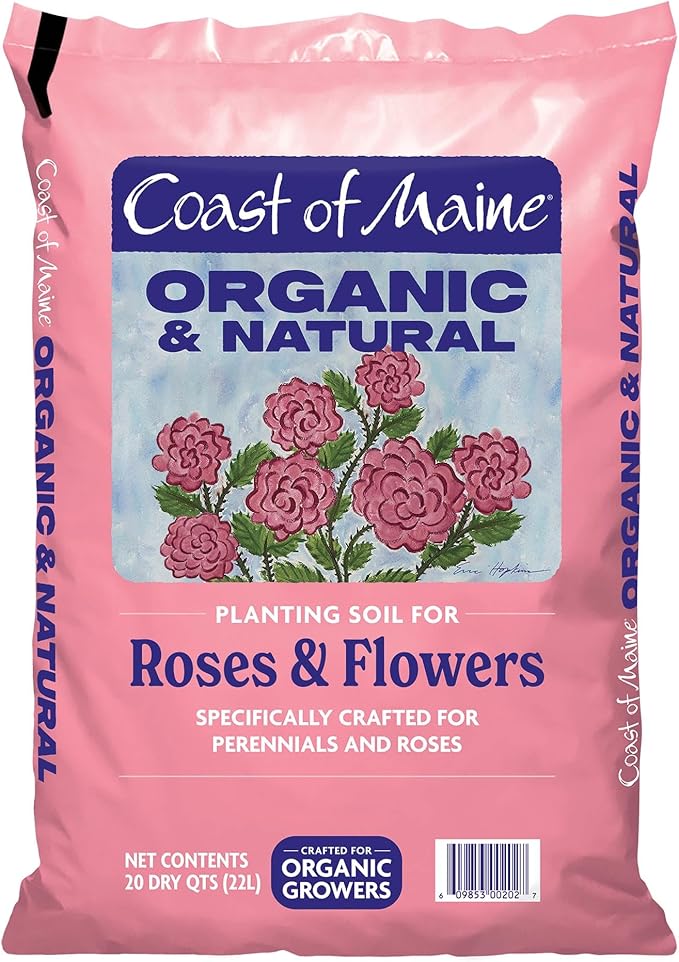 Coast of Maine Roses and Flowers, 20qt (Pack of 2) Organic and Natural Planting Soil for Roses, Annual and Perennial Flowers