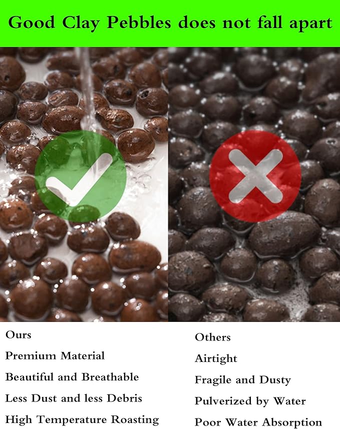 Voulosimi Clay Pebbles Hydroponic Rocks Organic Ceramsite Grow Media for Horticultural,Orchids,Drainage (18LB)