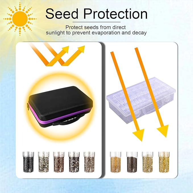 60 Slots Seed Storage Organizer with 10 Seed Envelopes, Portable Seed Storage Box with Label Stickers Zipper Bag,Seed Storage Container for Flower Plants Vegetable Garden(60 Jars)