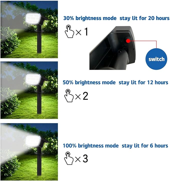 Outdoor Light Solar-Powered 3 Levels of Brightness,Waterproof IP65 can be Installed on Walls, Beside walkways, on lawns and Near Green Plants- 4 Pack (Warm)