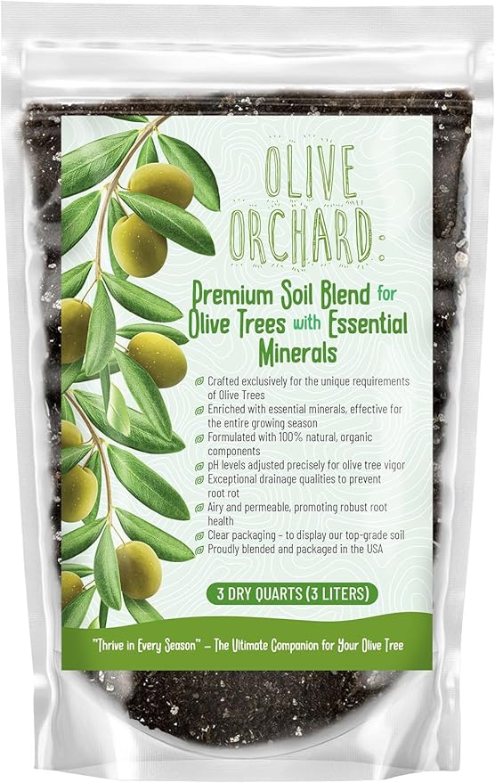 Organic Olive Tree Potting Mix – Fast-Draining, Nutrient-Rich Soil for Indoor & Outdoor Olive Trees – Mediterranean Plant Care – Long-Lasting Formula (4 QUARTS)