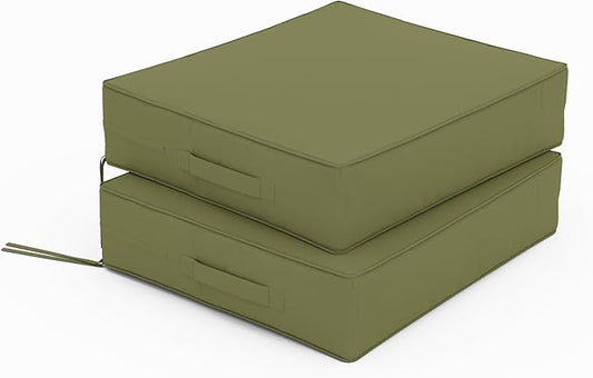 Patio Chair Cushions 18.5 X 16 X 4 Inch Waterproof Outdoor Seat Cushions for Patio Furniture, Outdoor Sofa Couch Pads with Ties & Handle, Set of 2, Light Green